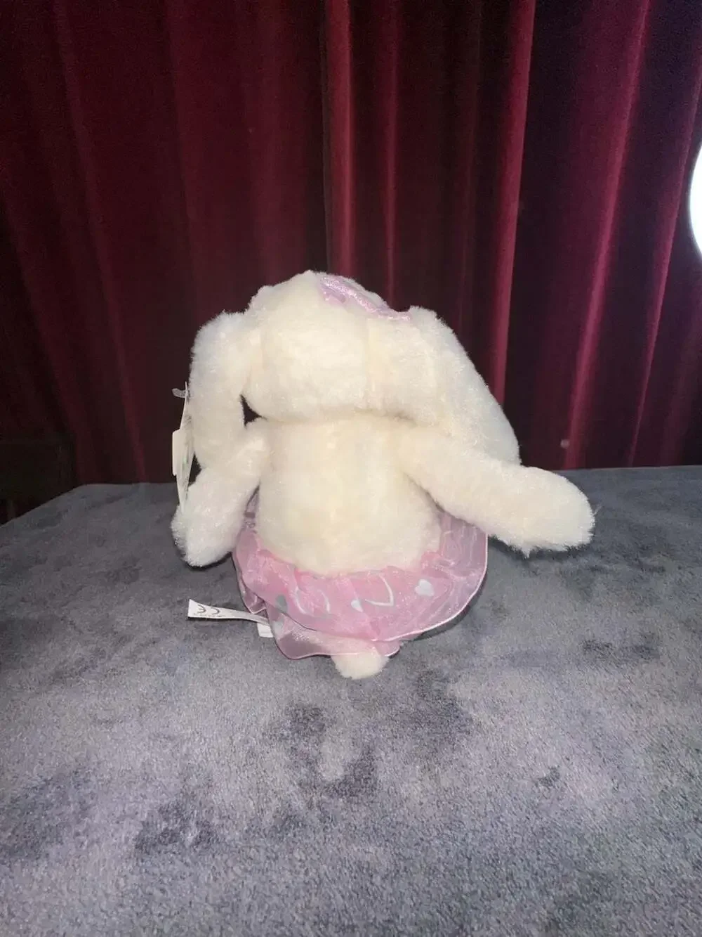 The Petting Zoo White Bunny Rabbit Plush with Pink Heart Print Tutu